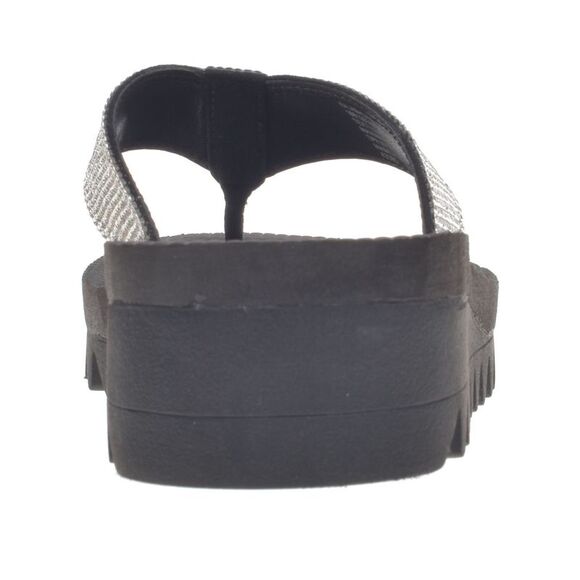 WILD PAIR Womens Black Saw Tooth Kalabasas Toe Wedge Slip On Thong Sandals 6 M - Picture 3 of 4